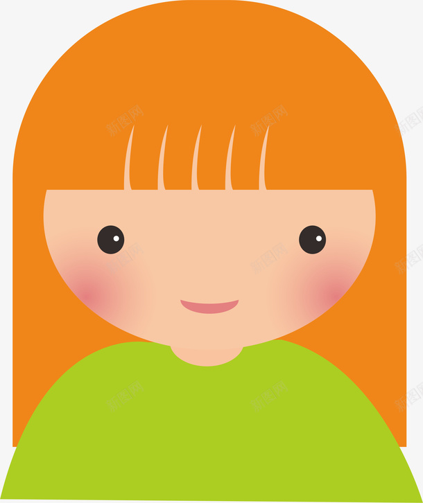 卡通可爱绿色衣服女孩头像png免抠素材_新图网 https://ixintu.com 女孩 头像 卡通 橙色 绿色