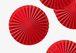 卡通毛刷子中国风扇子红色扇形装饰扇子过年元素高清图片