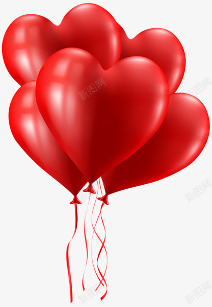 一簇情人节红色气球png免抠素材_新图网 https://ixintu.com 情人节 气球 爱心 红色 飞起来的气球
