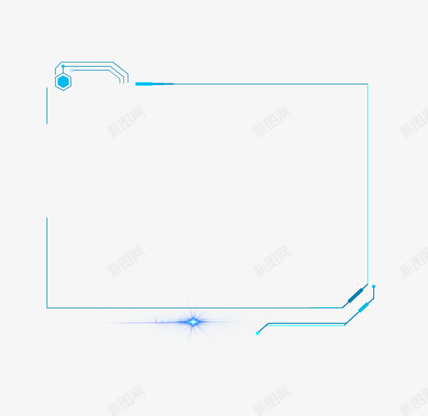 科技列表类边框png免抠素材_新图网 https://ixintu.com 科技 线条 蓝色 发光