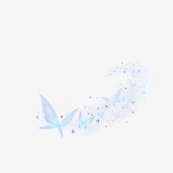 漂浮蓝色千纸鹤蝴蝶装饰物品高清图片
