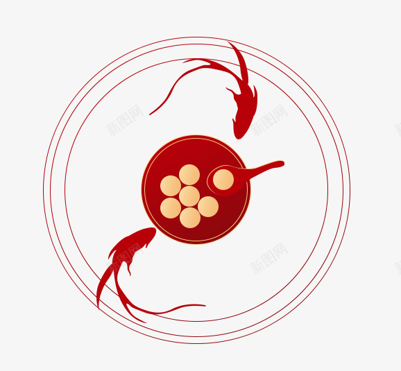 元宵金鱼插画psd免抠素材_新图网 https://ixintu.com 元宵 金鱼 春节 插画
