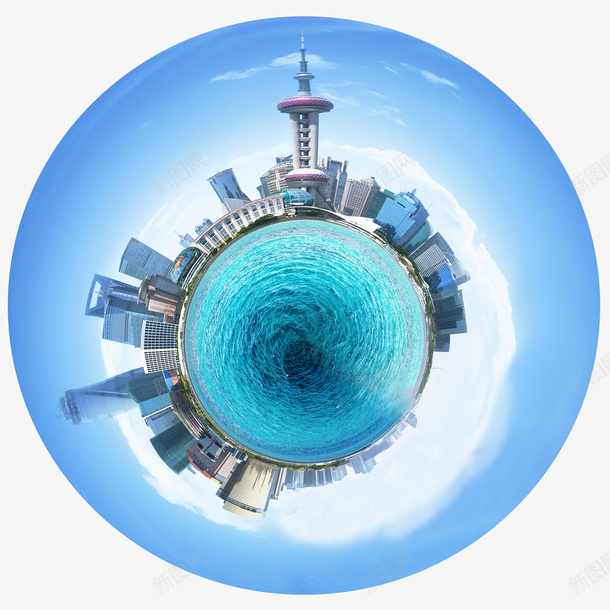 星球城市特效png免抠素材_新图网 https://ixintu.com 创意 图标元素 建筑特效 星球 蓝色