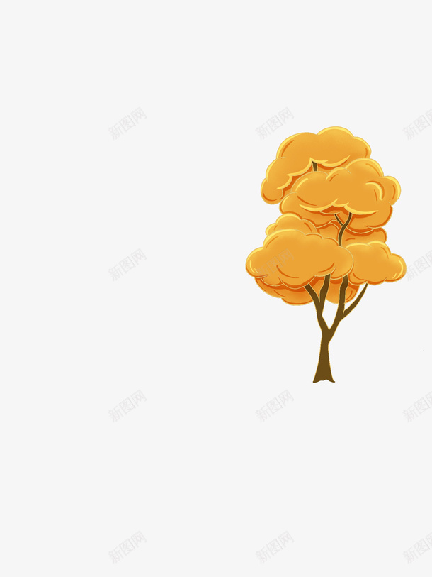 一颗秋天的树png免抠素材_新图网 https://ixintu.com 树 黄色 植物 卡通