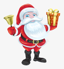 手拿铃铛手拿铃铛和礼物的圣诞老人高清图片