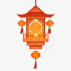 中国风花灯手绘新年中国风花灯高清图片