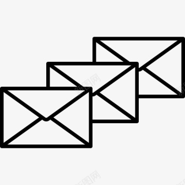 信封背面闭合多个邮件邮件图标信封轮廓图标