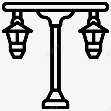 街道建筑灯柱图标