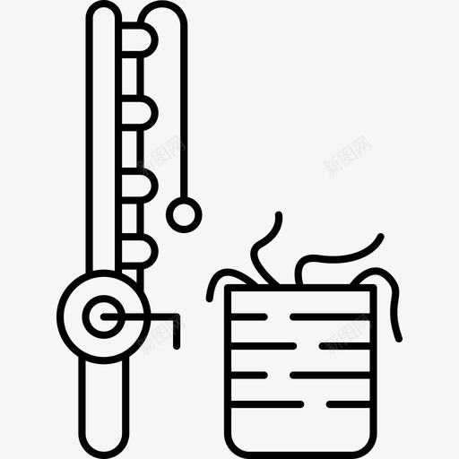 鱼竿和鱼桶鱼饵蠕虫svg_新图网 https://ixintu.com 鱼竿 鱼桶 鱼饵 蠕虫