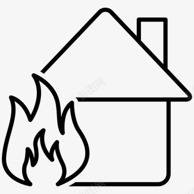 房屋火灾烧伤灾难图标