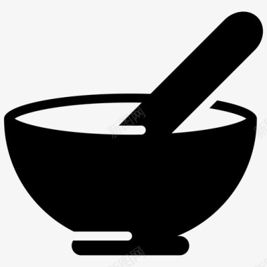 研钵杵碗碗研磨机图标