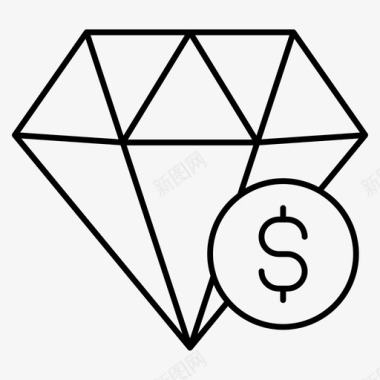 钻石水晶美元图标