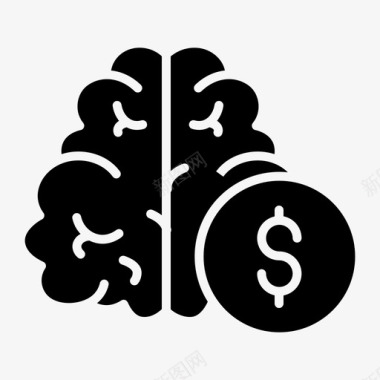 大脑金钱思想图标