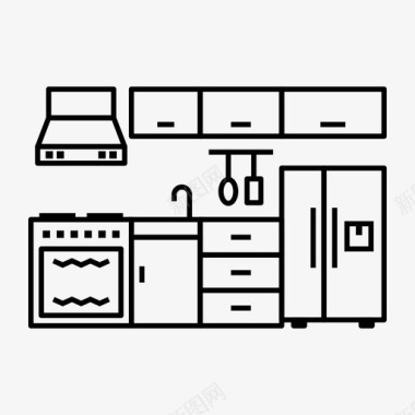 厨房内部电器冰箱图标