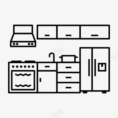 厨房内部烹饪冰箱图标