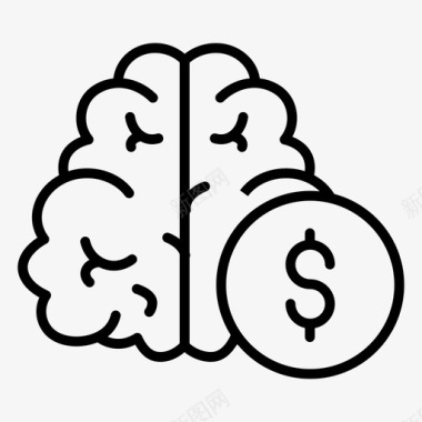 大脑金钱思想图标