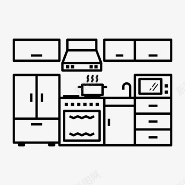 厨房内部厨师冰箱图标