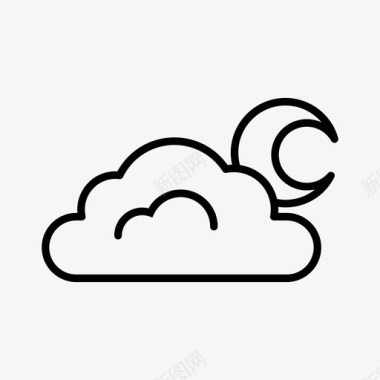 多云的夜晚气候预报图标