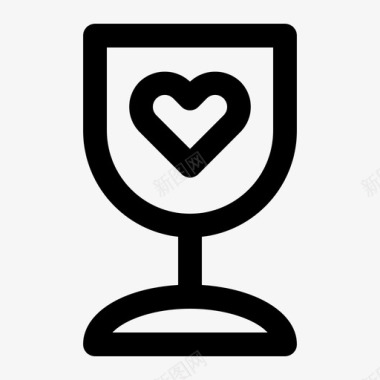 玻璃饮料爱情情人节图标