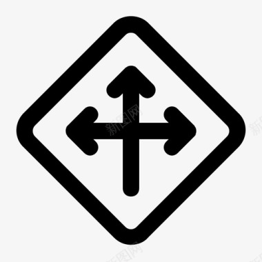 4路交叉口标志标记图标