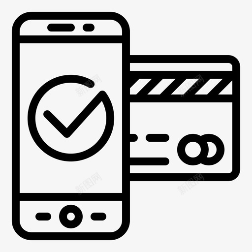 移动支付应用程序卡svg_新图网 https://ixintu.com 支付 移动 应用程序 扫描 智能 手机 勾号 无现金