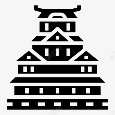 日本城堡建筑文化图标