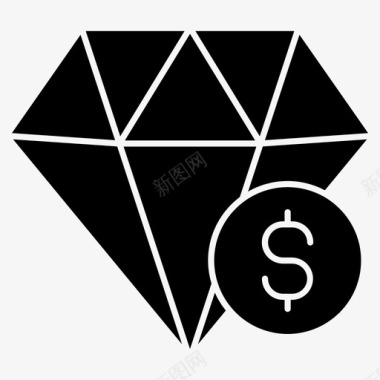 钻石水晶美元图标