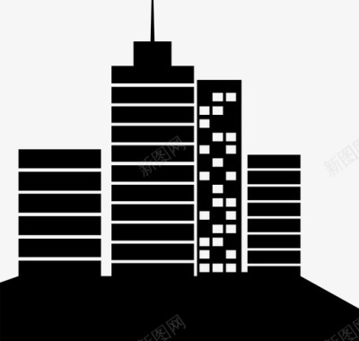 摩天大楼建筑物酒店图标