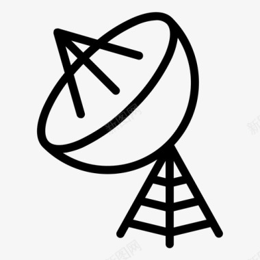 抛物线天线卫星广播线艺术风格图标
