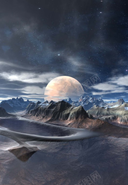 唯美的月球山脉景色中国16网素材可用背景背景