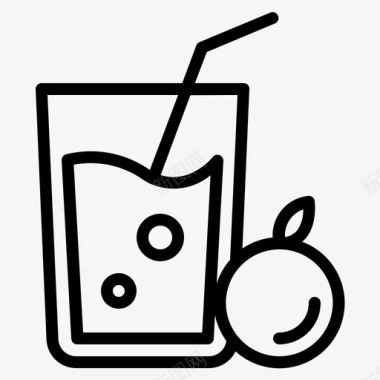 新鲜果汁饮料玻璃杯图标