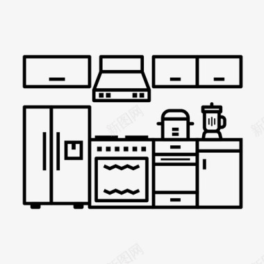 厨房内部厨师洗碗机图标