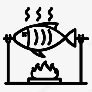 烤鱼烹饪食品图标