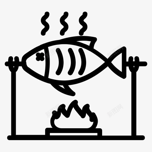 烤鱼烹饪食品svg_新图网 https://ixintu.com 烤鱼 食品 烹饪 海鲜 收藏