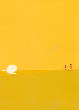 扁平插画黄色夕阳素材可用背景背景