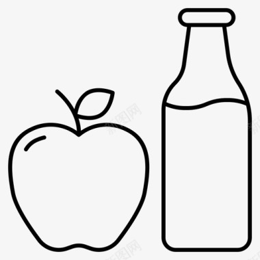 苹果和牛奶饮料健康图标