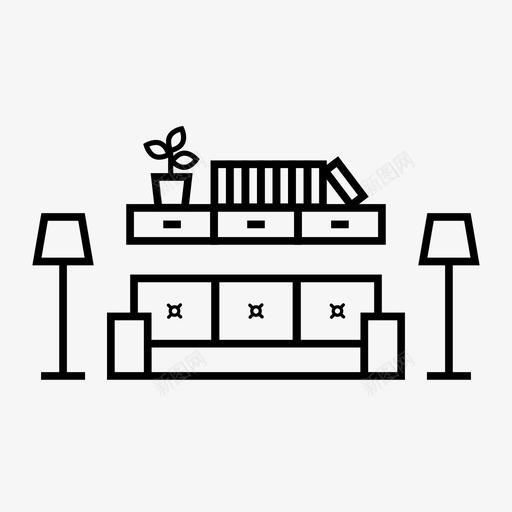 房屋家具室内svg_新图网 https://ixintu.com 房屋 家具 室内 图书馆 休息室 植物 室内设计