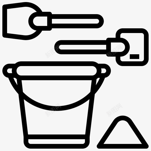 沙滩玩具水桶铲子svg_新图网 https://ixintu.com 沙滩 玩具 水桶 铲子 夏天