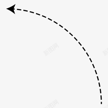 曲线箭头短划线左曲线箭头图标