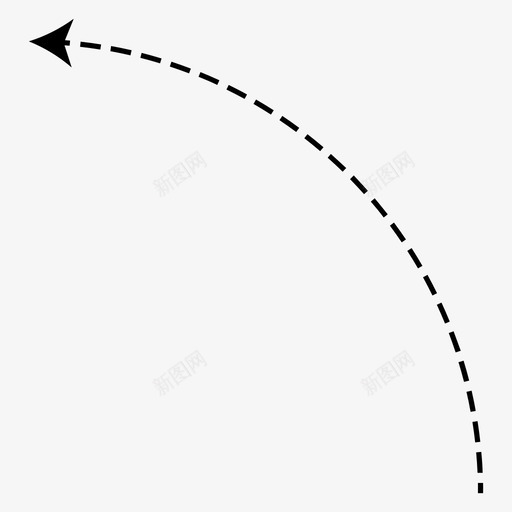 曲线箭头短划线左曲线箭头svg_新图网 https://ixintu.com 箭头 曲线 划线 头短 左短