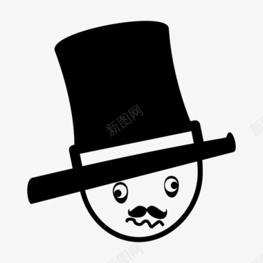 绅士帽子胡子图标