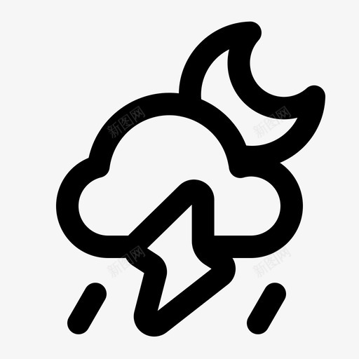 雷雨大雨夜间svg_新图网 https://ixintu.com 天气 雷雨 大雨 夜间 大风 大纲