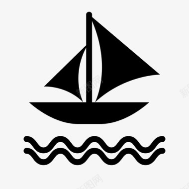 帆船水水运雕文图标