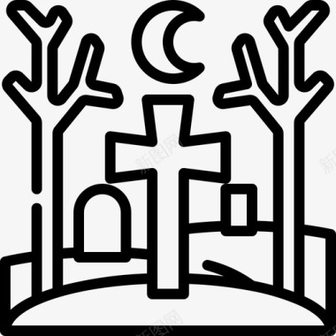 墓地十字架死亡图标