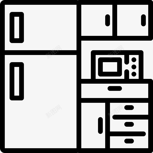 厨房橱柜冰箱svg_新图网 https://ixintu.com 厨房 橱柜 冰箱 家具 微波炉 餐厅 家居 生活