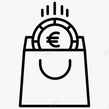 购物袋买欧元图标