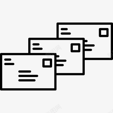 信封正面闭合多个邮件邮件大纲图标