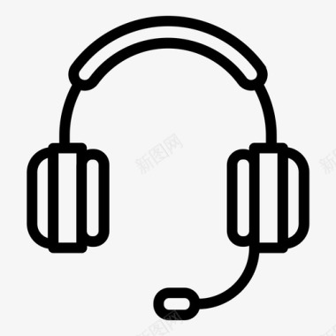 耳机麦克风广播线艺术风格图标