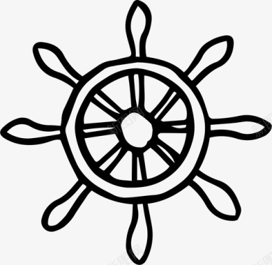 舵船轮手绘图标