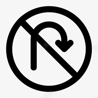 禁止转弯禁止掉头标志图标